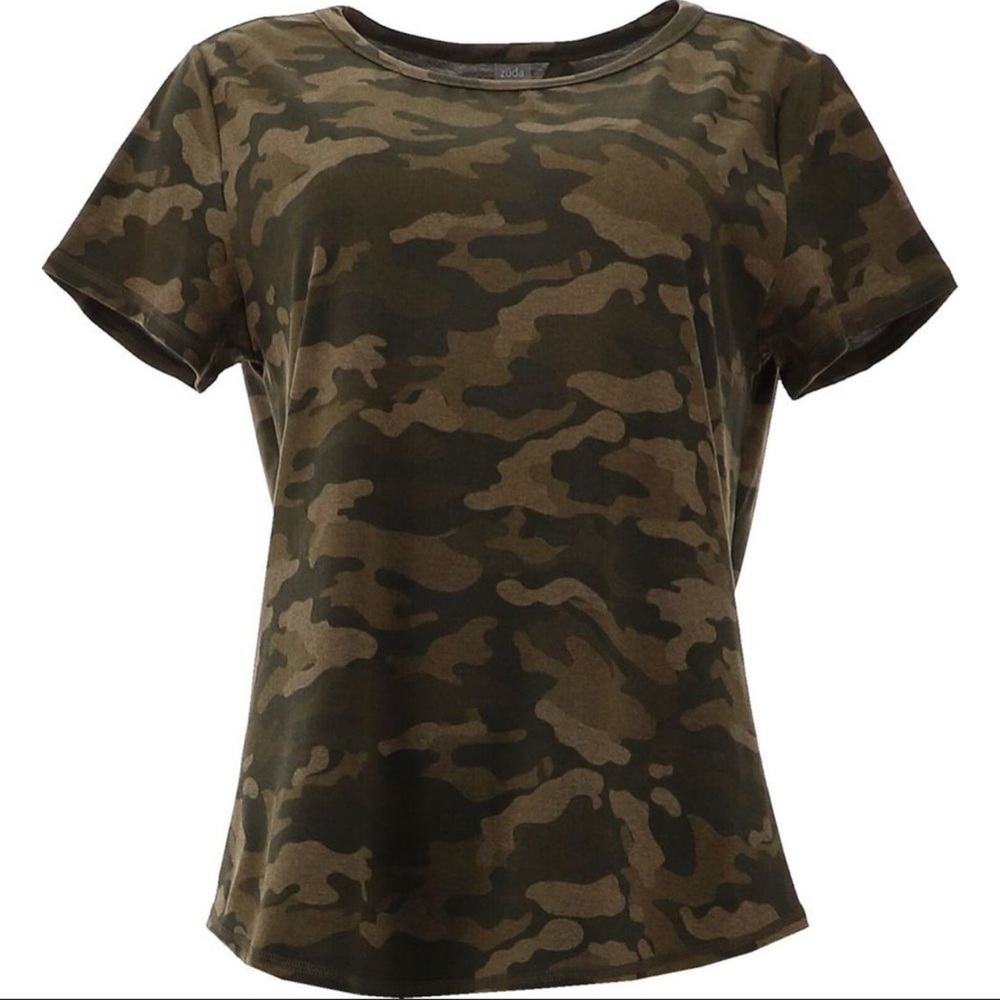 Zuda Z-cool Open Back Knotted Tee Black Camo Size XS